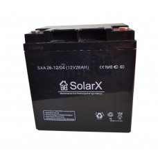 фото Акумуляторна батарея SolarX SXA 26-12 AGM, SolarX SXA 26-12, Акумуляторна батарея SolarX SXA 26-12 AGM фото товару, як виглядає Акумуляторна батарея SolarX SXA 26-12 AGM дивитися фото