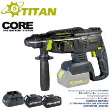 фото Перфоратор TITAN PRH2621B-CORE SET224SB SDS plus, 21В, 3,3 Дж, 3-х режима, 2 батареи 4Ач (SAKUMA SBL4021) и з/у (2201912775_S224SB) , TITAN PRH2621B-CORE SET224SB, Перфоратор TITAN PRH2621B-CORE SET224SB SDS plus, 21В, 3,3 Дж, 3-х режима, 2 батареи 4